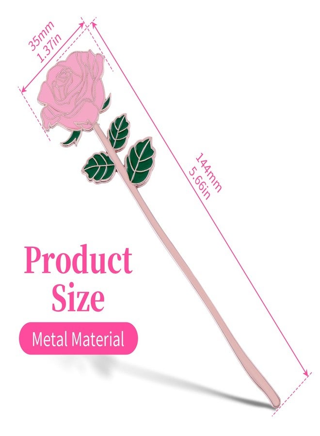 simarro Metal Rose Bookmark, Flower Book Page Holder for Reading Lovers, Cute Bookmarks Gift for Teacher Appreciation Gifts Valentine Mother's Day Thanksgiving Gift for Women Girls(Pink) - Image 5