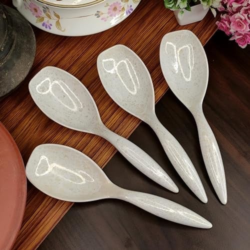 Vemlons Serving Spoon Long Handled Serving Spoon, Melamine Tableware (Set of 4 Piece)(Marble Print) - Image 1