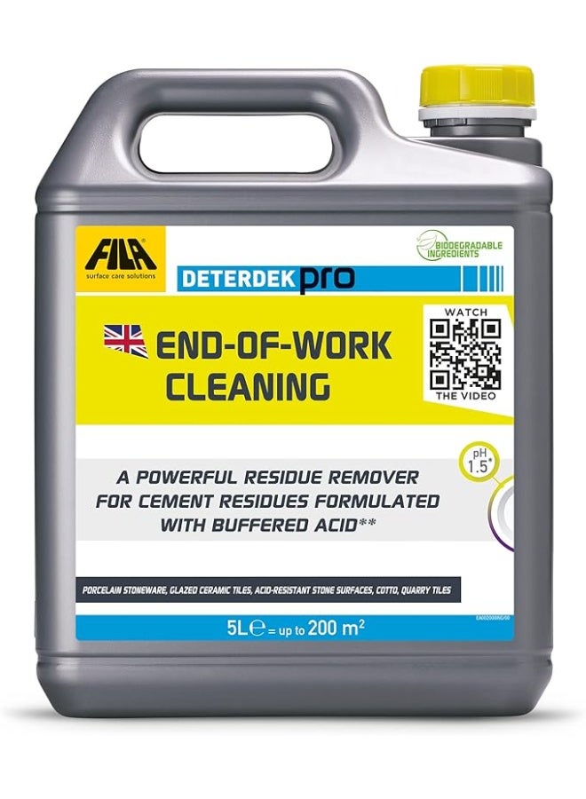 فيلا سوليوشنز فيلا لحلول العناية بالأسطح – ديترديك برو، مزيل الأسمنت ومنظف حامضي للطوب، مزيل التزهير، منظف قوي للبلاط الخارجي، مثالي لبلاط البورسلان، 5 لترات