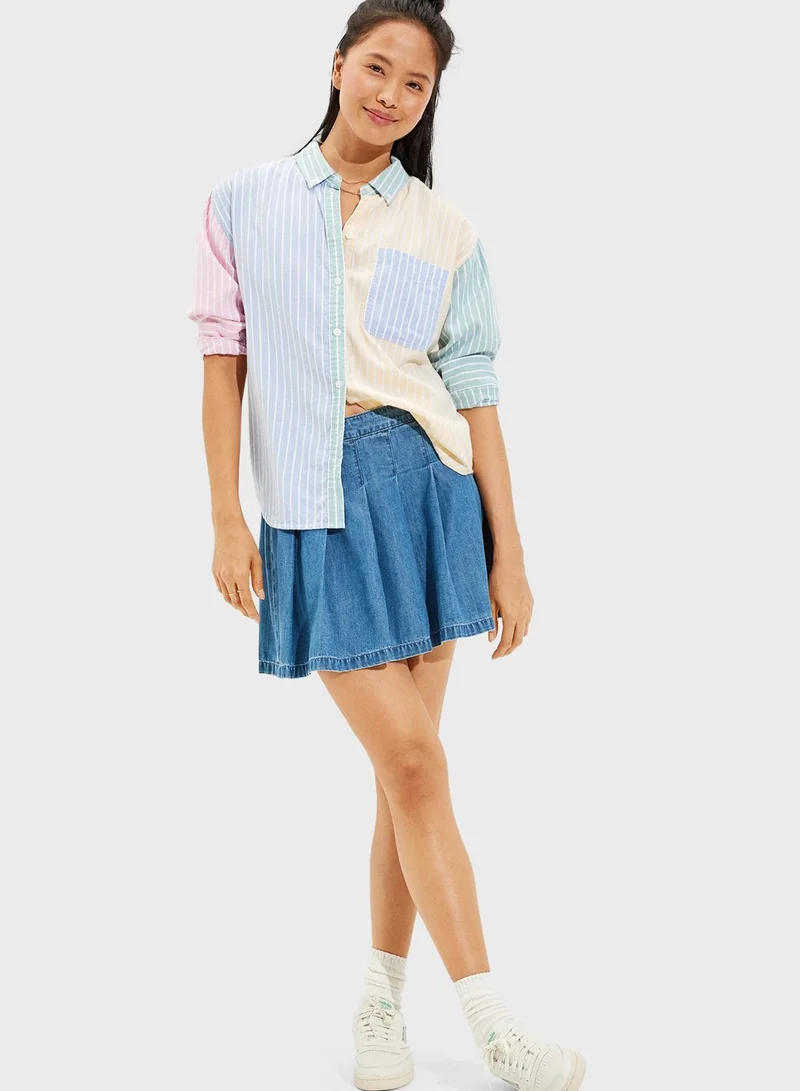American Eagle Striped Colorblock Shirt