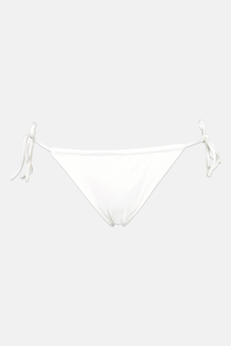 Pull & Bear Women Brand Logo Tie Closure Swimwear Bikini Bottom, Off White - Image 2
