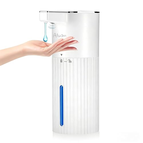 Aluan Automatic Soap Dispenser with 4 Levels Adjustable, 400ML Sensor Hand Wash Dispenser Touchless with Auto-Clean, Electric Foaming Handwash Dispenser for Bathroom, Office, Kitchen (White Liquid) - Image 1