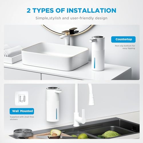 Aluan Automatic Soap Dispenser with 4 Levels Adjustable, 400ML Sensor Hand Wash Dispenser Touchless with Auto-Clean, Electric Foaming Handwash Dispenser for Bathroom, Office, Kitchen (White Liquid) - Image 4