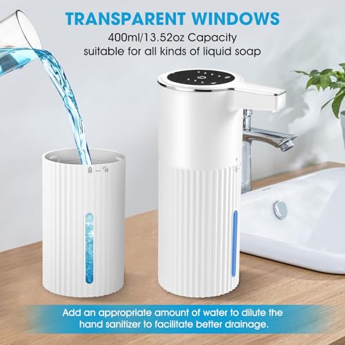 Aluan Automatic Soap Dispenser with 4 Levels Adjustable, 400ML Sensor Hand Wash Dispenser Touchless with Auto-Clean, Electric Foaming Handwash Dispenser for Bathroom, Office, Kitchen (White Liquid) - Image 5