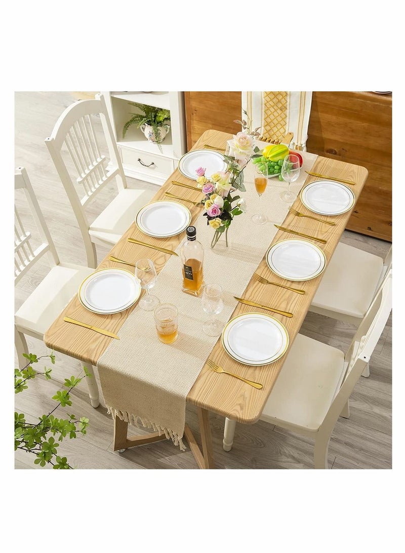 KASTWAVE Farmhouse Table Runner Rustic Linen Table Runner With Handmade Tassel 13  72 Inch Table Decor For Party And Dining Room Decorations - Image 3