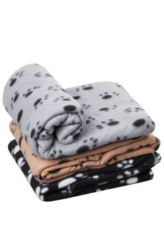 Y&D Pet Blankets Soft Dog Cat Fleece Extra Large Plush Throws New Touch Kittens Paws Pack of 3 Khaki Grey and Black 100cm x 70cm  - Image 2