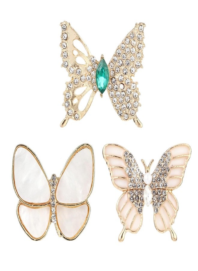Buildcon 3 Pcs Brooch Pin for Women, Butterfly Brooches for Saree Pins and Hijab Accessories, Versatile Fashion Pins for Special Occasions, Butterfly Pins - Image 1