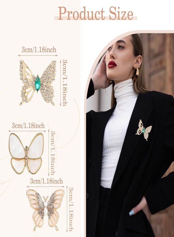 Buildcon 3 Pcs Brooch Pin for Women, Butterfly Brooches for Saree Pins and Hijab Accessories, Versatile Fashion Pins for Special Occasions, Butterfly Pins - Image 2