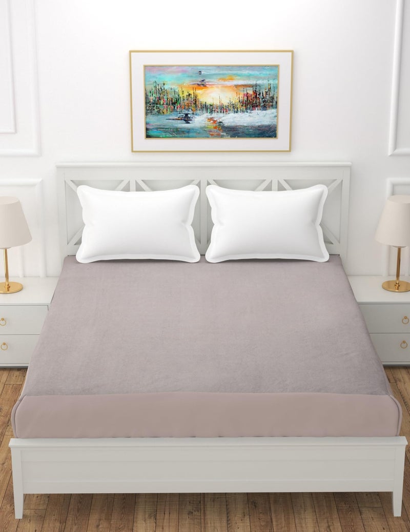 BREVARD Water Resistant Terry Cotton Queen/King Size Elastic Fitted Mattress Protector (72x72x12 inches - Fits Up to 12 inches Mattress), Grey - Image 2