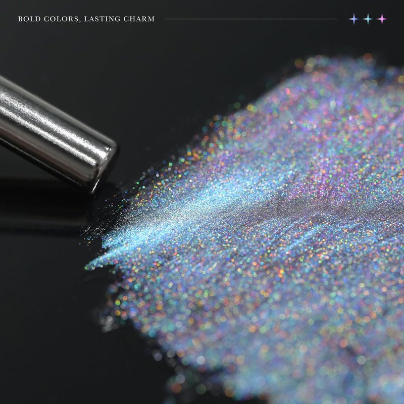 GAOY Rainbow Cat Eye Gel Nail Polish, 16ml Jelly Blue Gray Glitter Holographic Nail Polish with Magnet, Reflective Translucent UV Gel, 3312 Nebula Opal - Image 5