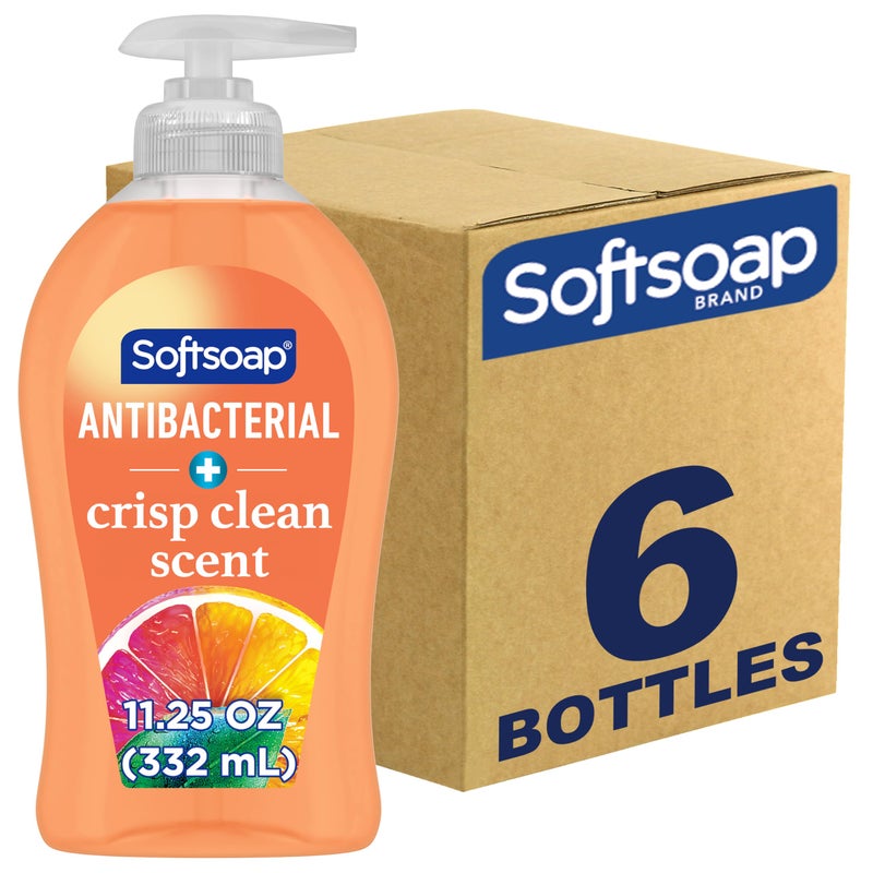 Softsoap صابون يد سائل مضاد للبكتيريا من سوفت صابون برائحة نظيفة ومنعشة 1125 أونصة 6 عبوات