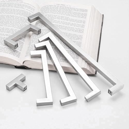 goldenwarm Brushed Nickel Cabinet Pulls Silver Drawer Handles Square Hardware for Kitchen Dresser, 5 Inch Hole Center, 10 Pack - Image 3