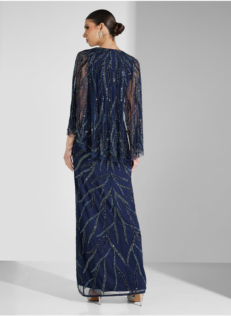 AIDAN MATTOX V-Neck Sequin Maxi Dress  - Image 2