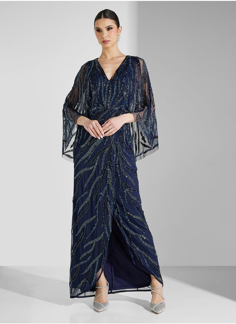 AIDAN MATTOX V-Neck Sequin Maxi Dress  - Image 4
