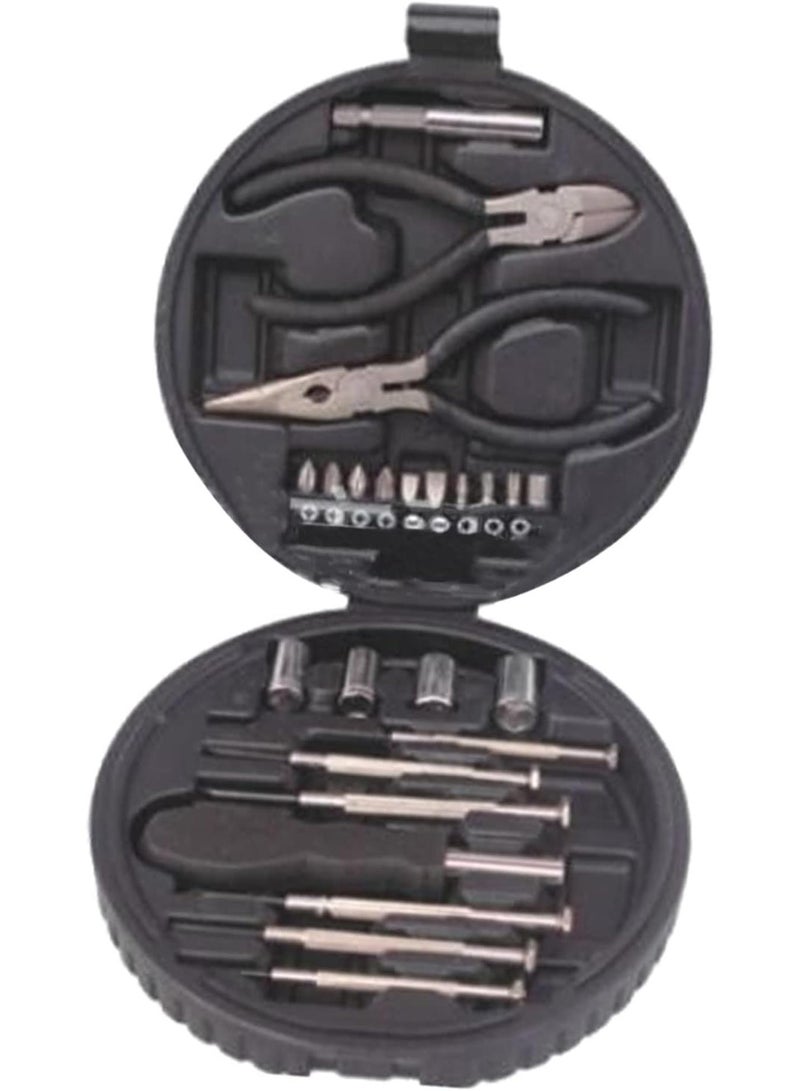 GGOOT Hardware Mini Tool Set, 25packTire Shaped Storage Box,Small Screwdriver Pliers Tool Kit Stable Watch Screwdriver Small Tool Set for Home - Image 1