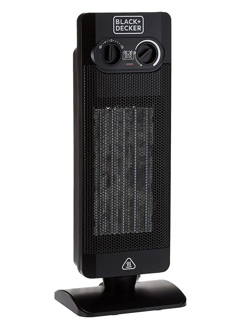BLACK&DECKER Vertical Fan Heater 50 60Hz 52cm Height For Max Room Coverage With Thermostatic Dual Thermal Control Cooling Fan Auto Shutoff Antifreeze Features HX340 B5 - Image 1