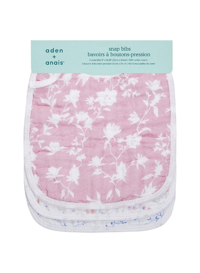 aden + anais Cotton Muslin Snap Bib  Pack of 3  Ma Fleur - Image 3