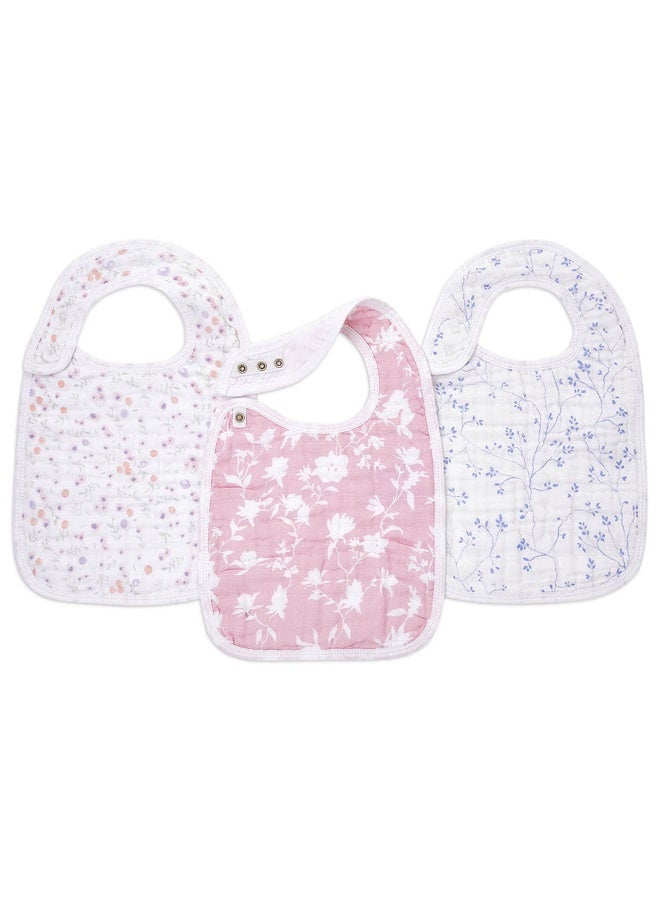 aden + anais Cotton Muslin Snap Bib  Pack of 3  Ma Fleur - Image 2