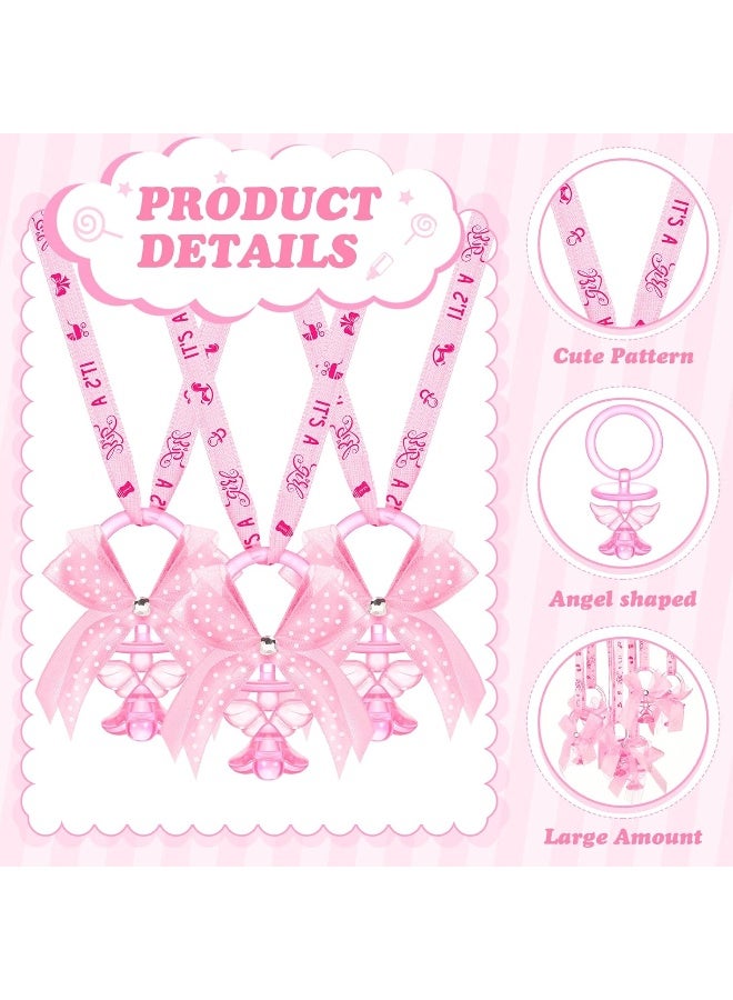 Tondiamo 60 Pcs Baby Shower Pacifier Necklace for Chupones para Baby Shower Game Party Favor Acrylic Angel Pacifier Charm for Girl Boy Guest Gender Reveal Party Decoration Table Scatter(Pink) - Image 2