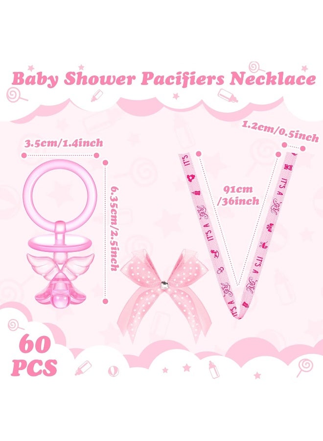Tondiamo 60 Pcs Baby Shower Pacifier Necklace for Chupones para Baby Shower Game Party Favor Acrylic Angel Pacifier Charm for Girl Boy Guest Gender Reveal Party Decoration Table Scatter(Pink) - Image 4