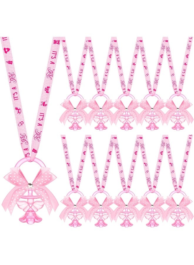 Tondiamo 60 Pcs Baby Shower Pacifier Necklace for Chupones para Baby Shower Game Party Favor Acrylic Angel Pacifier Charm for Girl Boy Guest Gender Reveal Party Decoration Table Scatter(Pink) - Image 1