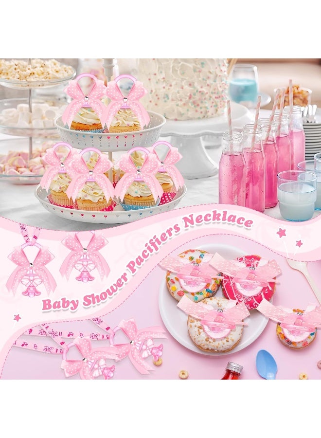 Tondiamo 60 Pcs Baby Shower Pacifier Necklace for Chupones para Baby Shower Game Party Favor Acrylic Angel Pacifier Charm for Girl Boy Guest Gender Reveal Party Decoration Table Scatter(Pink) - Image 5