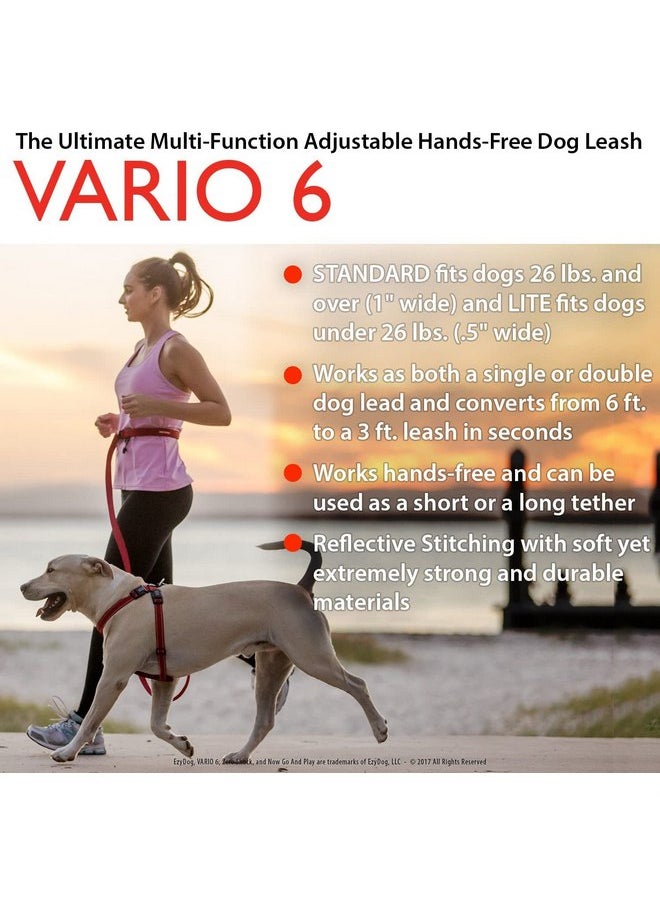 EzyDog - EzyDog Vario 6 Multi-Function Dog Leash with Snap Hook and Reflective Stitching - Perfect for Running, Walking, and Traffic Control - Hands-Free, Double Dog, and Tethering Capabilities (Standard, Red) - Image 1