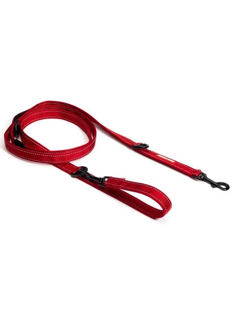 EzyDog Vario 6 Multi-Function Dog Leash with Snap Hook and Reflective Stitching - Perfect for Running, Walking, and Traffic Control - Hands-Free, Double Dog, and Tethering Capabilities (Standard, Red)