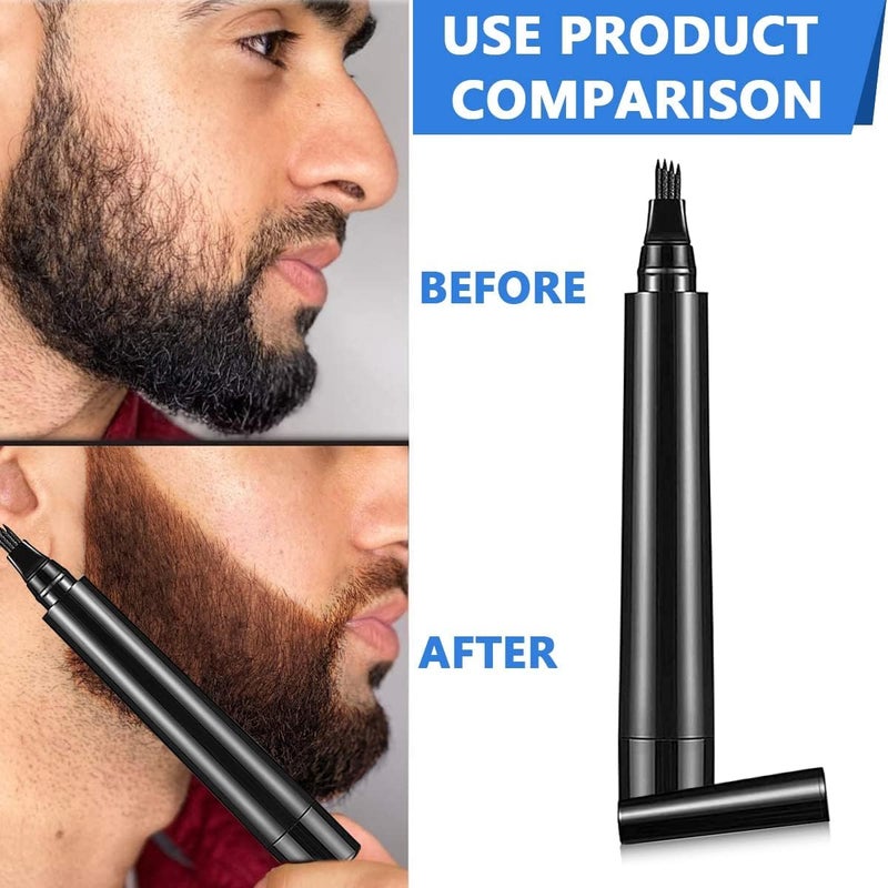 Bitrexup Beard Pencil Filler For Men Barber Styling Pen with Bristle Beard Brush Waterproof Sweat Proof Natural Shaping Up for Men Beard Moustache EyebrowsBlack - Image 4