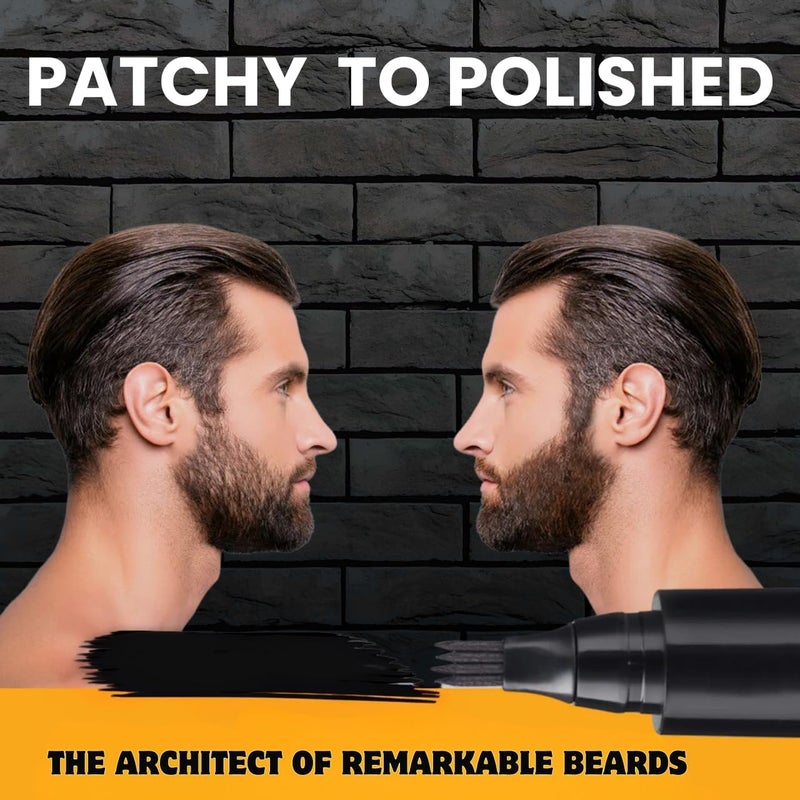 Bitrexup Beard Pencil Filler For Men Barber Styling Pen with Bristle Beard Brush Waterproof Sweat Proof Natural Shaping Up for Men Beard Moustache EyebrowsBlack - Image 3
