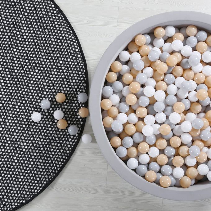 Gogoso Play Balls for Toddlers 100 pcs Ball Pits Balls Beige Grey White, BPA Free Plastic Balls for Ball Pit Toys Crush Balls for Boys Girls Toddlers - Image 2