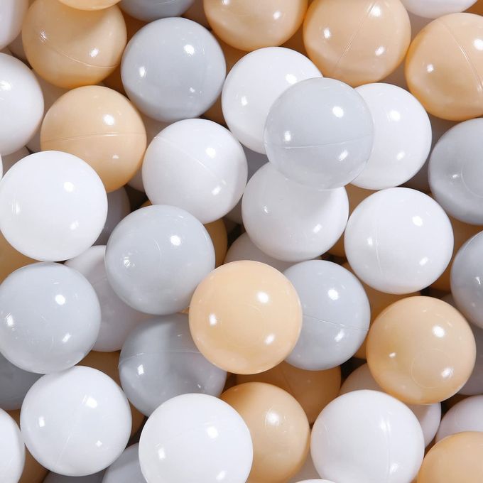 Gogoso Play Balls for Toddlers 100 pcs Ball Pits Balls Beige Grey White, BPA Free Plastic Balls for Ball Pit Toys Crush Balls for Boys Girls Toddlers - Image 1
