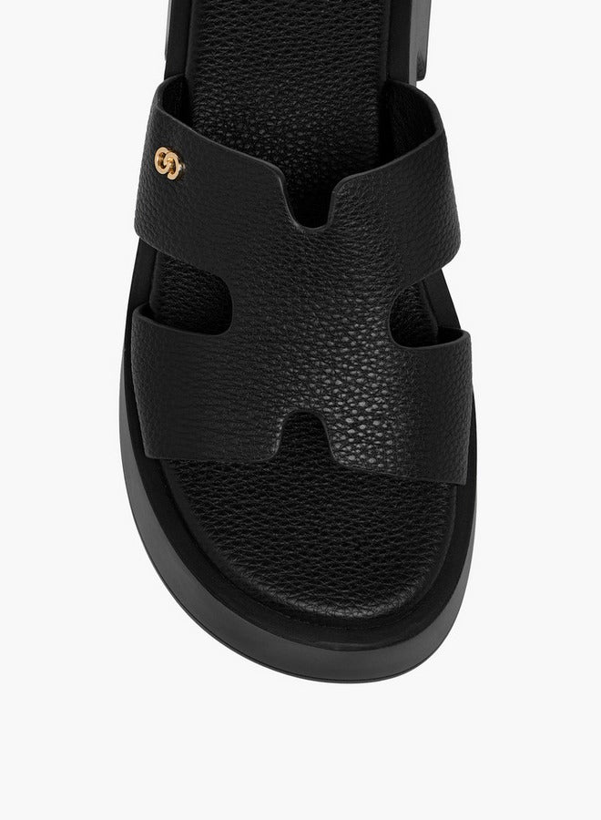 Celeste Women's Textured Slip-On Cross Strap Sandals with Block Heels - Image 4