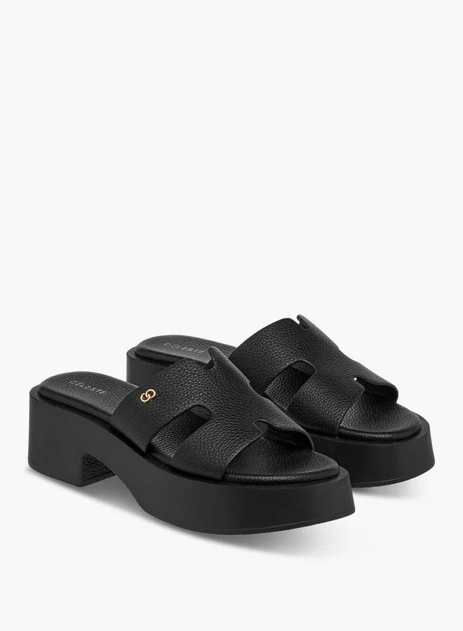 Celeste Women's Textured Slip-On Cross Strap Sandals with Block Heels