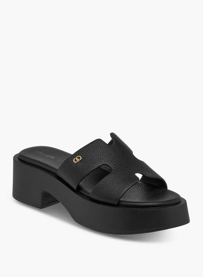 Celeste Women's Textured Slip-On Cross Strap Sandals with Block Heels