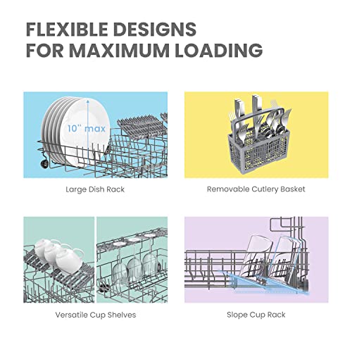 Comfee' COMFEE’ Portable Mini Dishwasher, Energy Star, Countertop, 6 Place Settings, with 8 Washing Programs, Speed, Baby-Care, ECO& Glass, Dish Washer for Dorm, RV& Apartment, White - Image 4