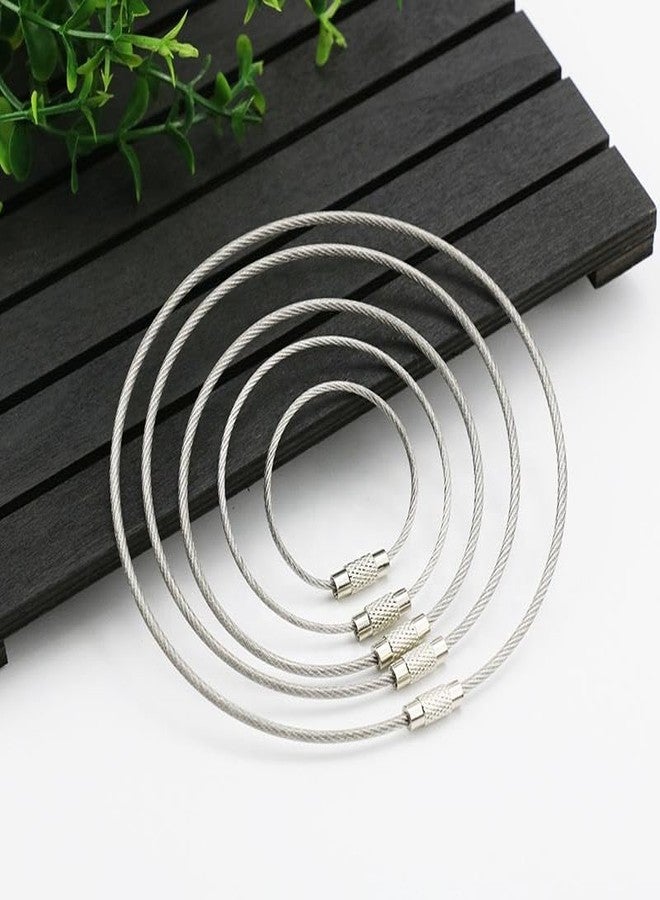 Kidultz (Pack of 10 Different Length of Pendant Circle EDC Tool Key Holder Loops for Outdoor, Hiking, Hanging Luggage Tags Wire Rope Key Ring cables Stainless Steel (400mm*1.5mm) - Image 2