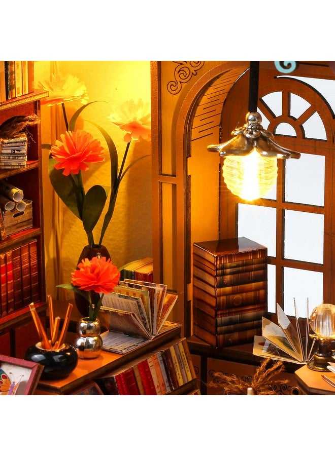 كوانكور مجموعة بيت الدمى الخشبية المصغرة التي يمكنك صنعها بنفسك: مجموعة أدوات زاوية الكتب السحرية مع الأثاث والمصباح - مجموعة أدوات بناء نماذج الحرف اليدوية الرائعة لتزيين أعياد ميلاد البالغين والمراهقين - Image 3