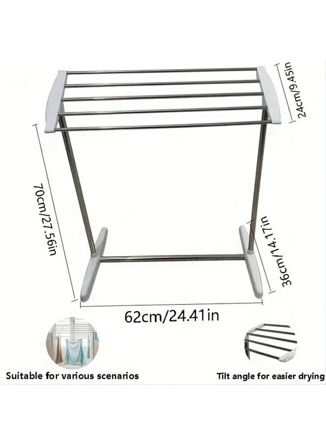 White Stainless Steel Clothes Drying Rack Freestanding Space Saving Indoor Outdoor Use - Image 4