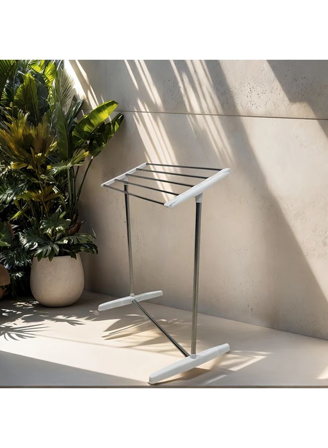 White Stainless Steel Clothes Drying Rack Freestanding Space Saving Indoor Outdoor Use - Image 3
