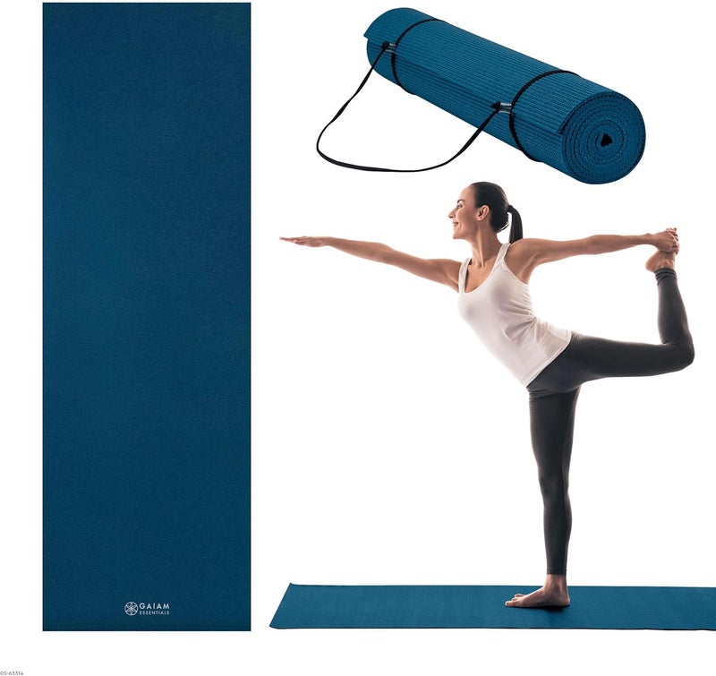 Gaiam Essentials Premium Yoga Mat with Yoga Mat Carrier Sling (72"L x 24"W x 1/4 Inch Thick) - Image 1