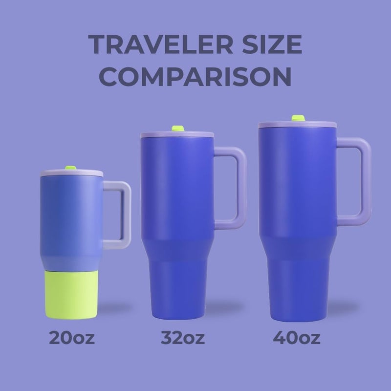 HydroJug Traveler - 40 oz Water Bottle with Handle & Flip Straw - Fits in Cup Holder, Leak Resistant Tumbler-Reusable Insulated Stainless Steel & Rubber Base - Gifts for Women & Men, Lime Rickey - Image 3