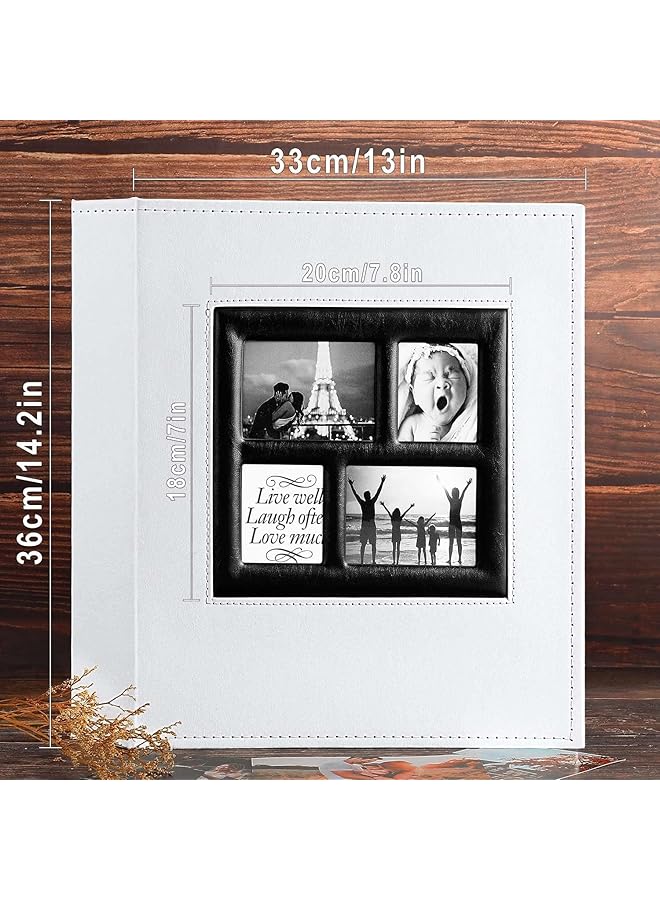 إيروريكس ألبوم صور 500 صورة 4X6 بوصة مع غطاء جلدي وسعة كبيرة جدًا وألبومات صور عائلية لحفلات الزفاف تتسع لـ 500 صورة أفقية ورأسية باللون الأبيض - Image 5