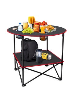 Portable Camping Table Folding Picnic Tables Lightweight Folding Table Waterproof Canvas Beach Table for Outside with 4 Cup Holders & Carry Bags for Camping, Beach, Campfires