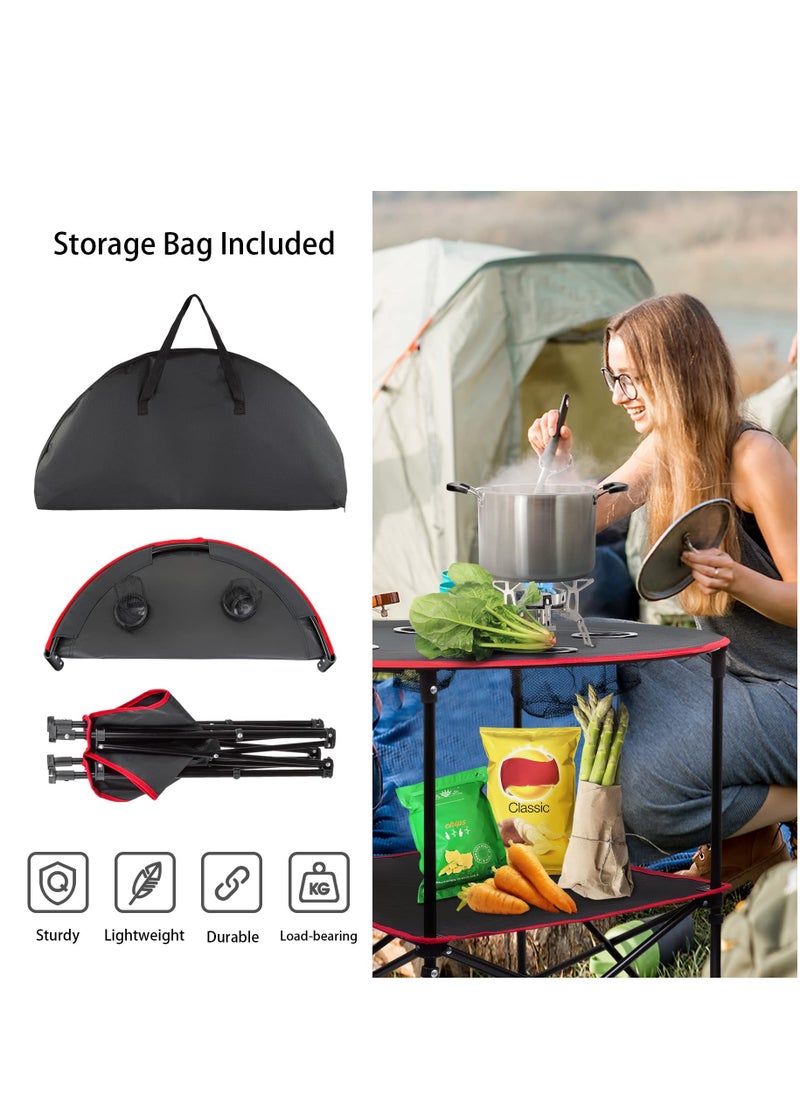 Arabest - Portable Camping Table Folding Picnic Tables Lightweight Folding Table Waterproof Canvas Beach Table for Outside with 4 Cup Holders & Carry Bags for Camping, Beach, Campfires - Image 1
