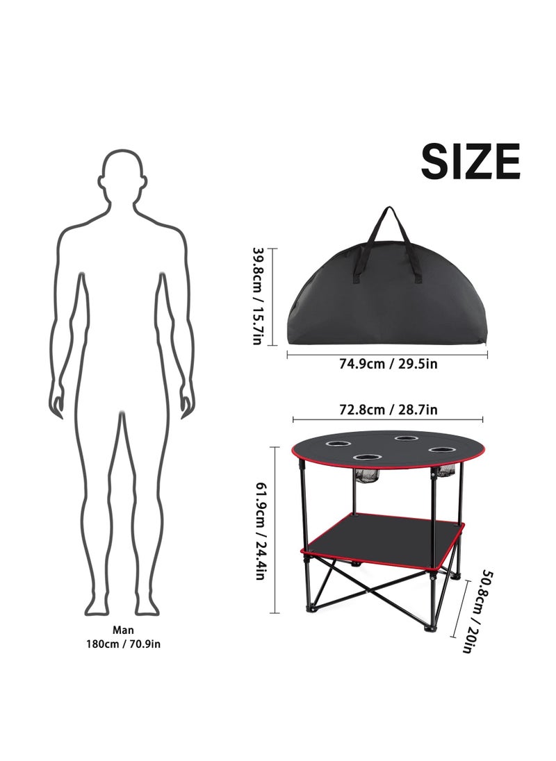 Arabest - Portable Camping Table Folding Picnic Tables Lightweight Folding Table Waterproof Canvas Beach Table for Outside with 4 Cup Holders & Carry Bags for Camping, Beach, Campfires - Image 1