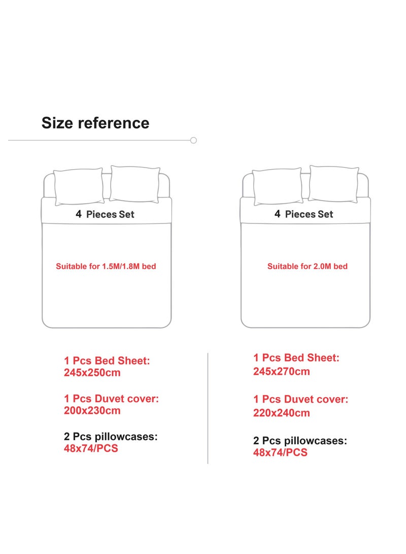 Bluejw 4-Piece Cotton Comfortable Set Bed Sheet Set Gift Birthday Gift Moving Gift - Image 2