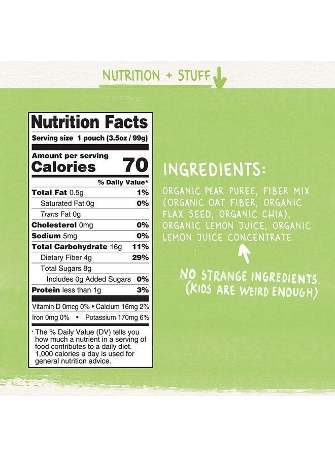 Pumpkin Tree Organics Fruit Snack Pouch, Pear + Fiber + A Squeeze of Lemon, 3.5 Ounce (Pack of 10) - Image 3