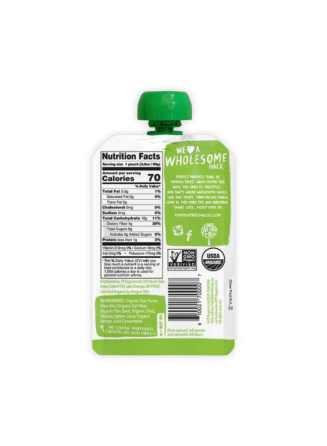 Pumpkin Tree Organics Fruit Snack Pouch, Pear + Fiber + A Squeeze of Lemon, 3.5 Ounce (Pack of 10) - Image 2
