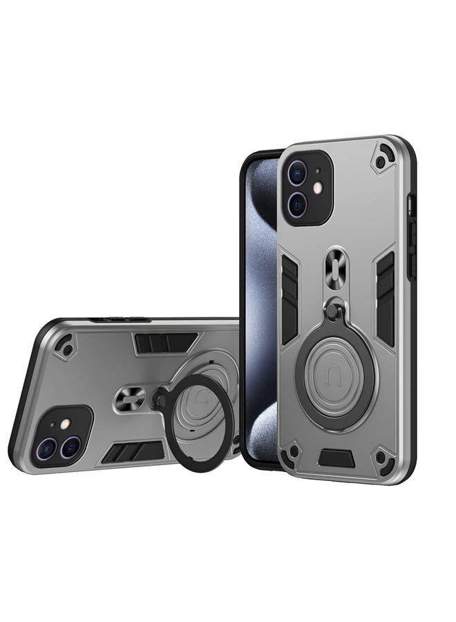 S-TOP Case For iPhone 12 Metal Ring 360 Degree Rotating Holder PC Hybrid TPU Phone Case - Image 1